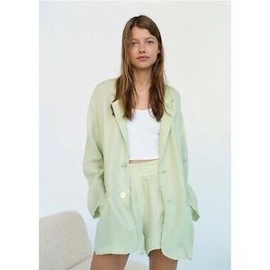 Zara green oversized blazer and shorts